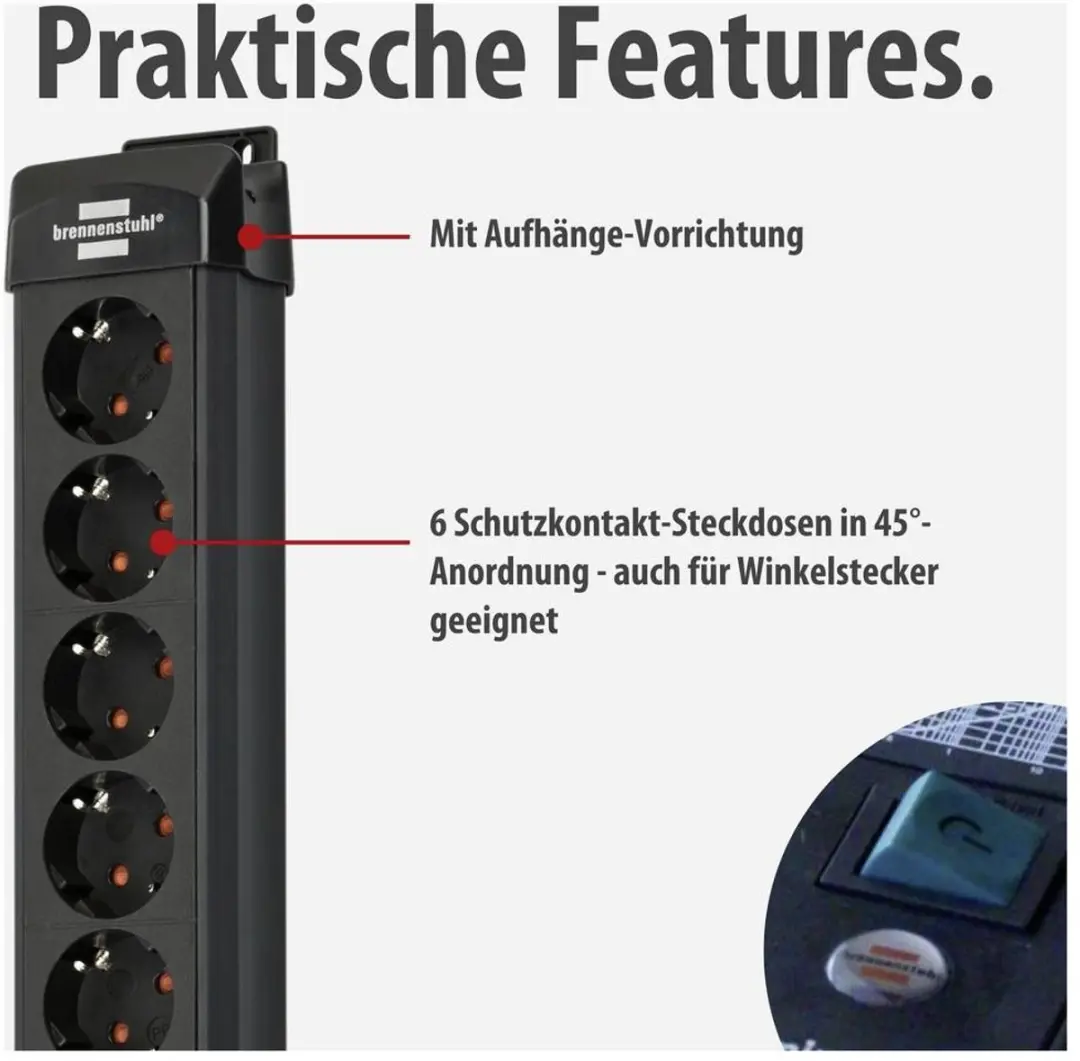 Brennenstuhl Premium-Line 60.000A Stekkerdoos 6-voudig - 5m