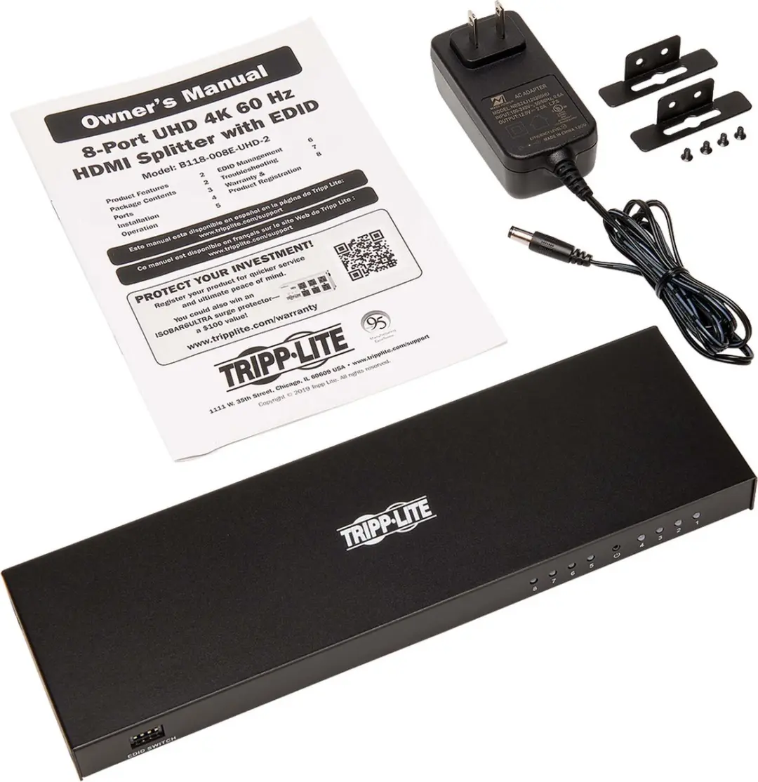 Tripp Lite B118-008E-UHD-2 HDMI Video Splitter 8x - Zwart