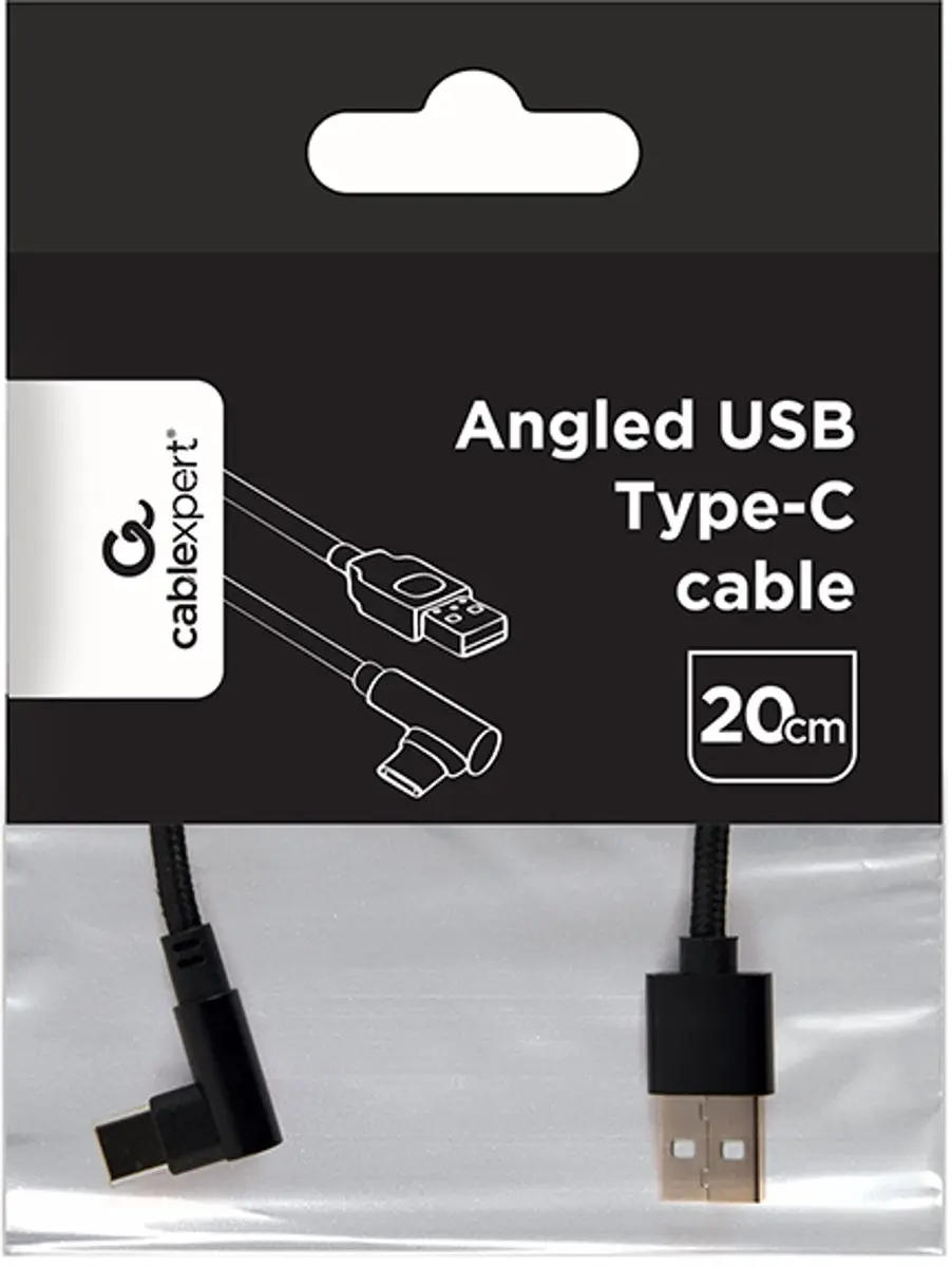 Cablexpert USB Type-C Haakse Kabel 0.2m - Zwart