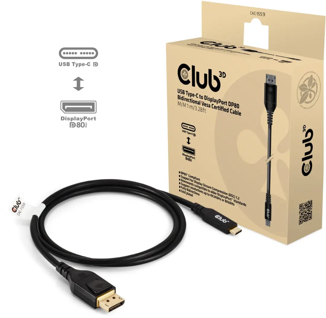Club 3D USB-C naar DisplayPort Kabel 1m - CAC-1559