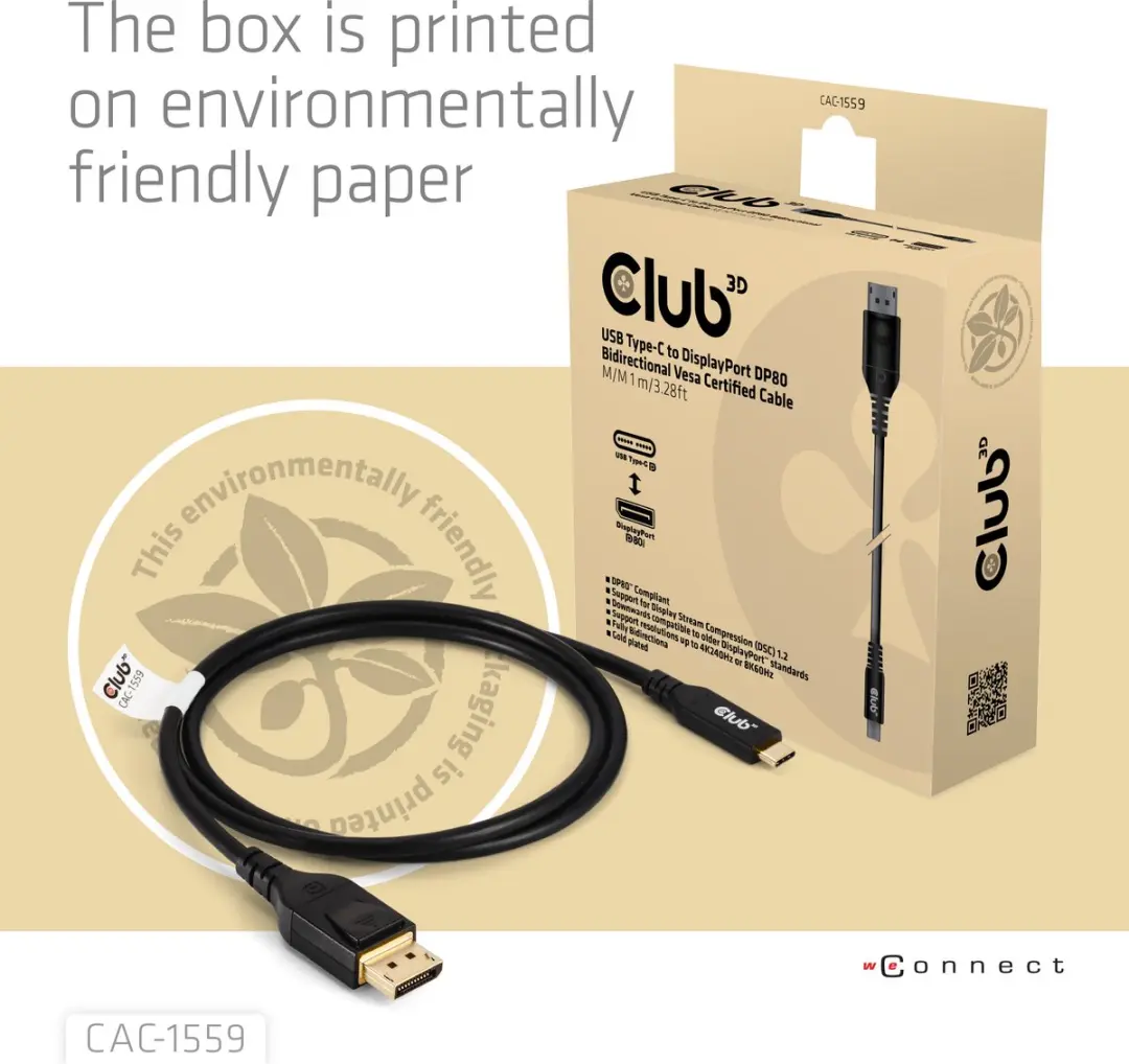 Club 3D USB-C naar DisplayPort Kabel 1m - CAC-1559
