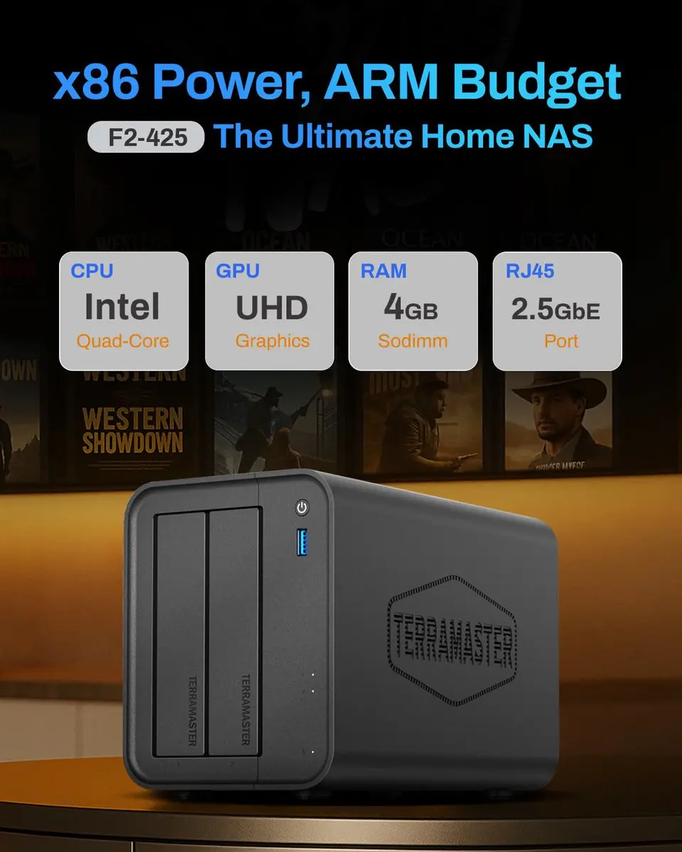 TerraMaster F2-425 NAS - 2Bays - Intel Celeron N5095 - Zwart - afbeelding 6 van 6