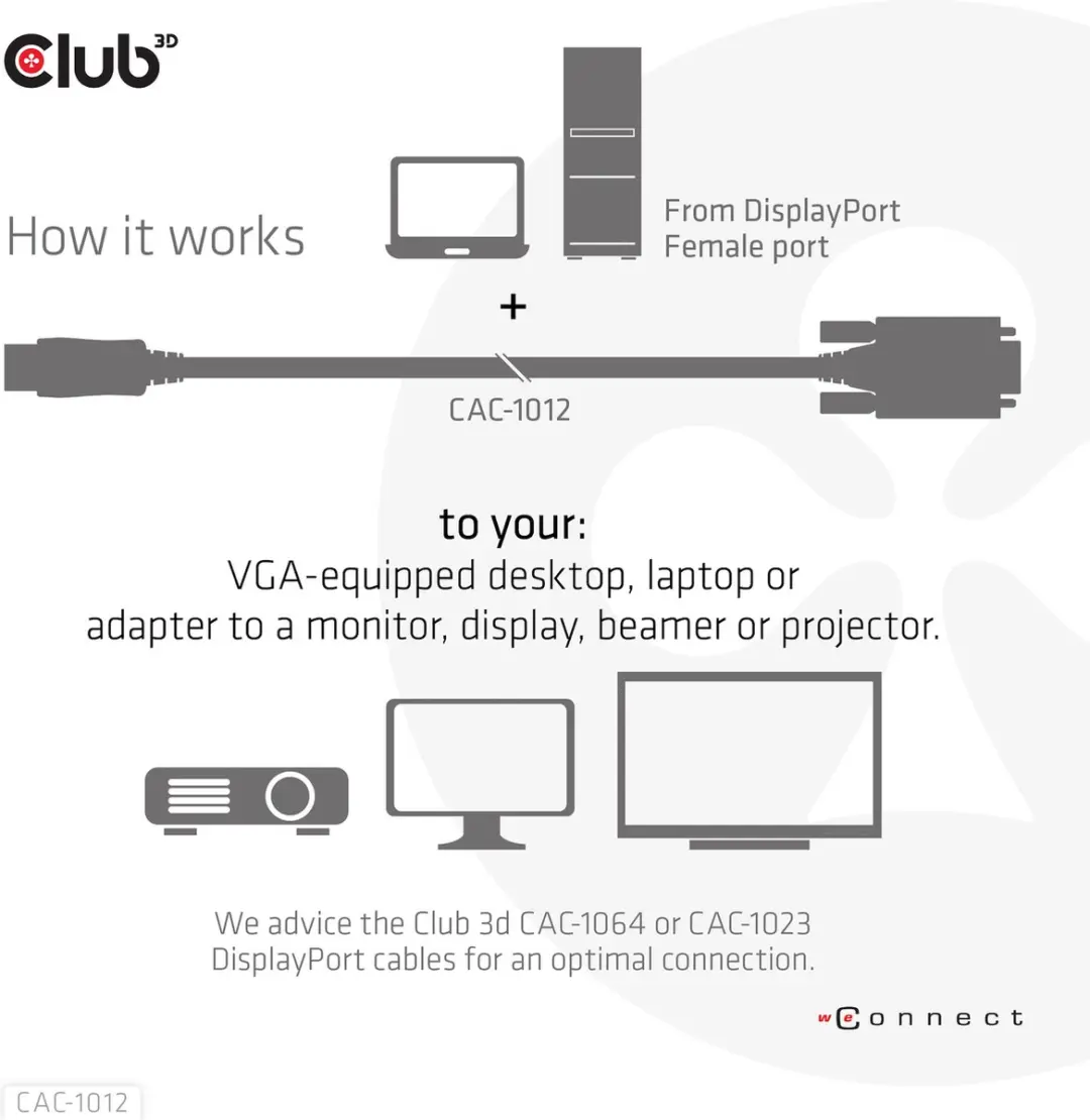 DisplayPort-naar-VGA-kabel CAC-1012 - 2m - Zwart