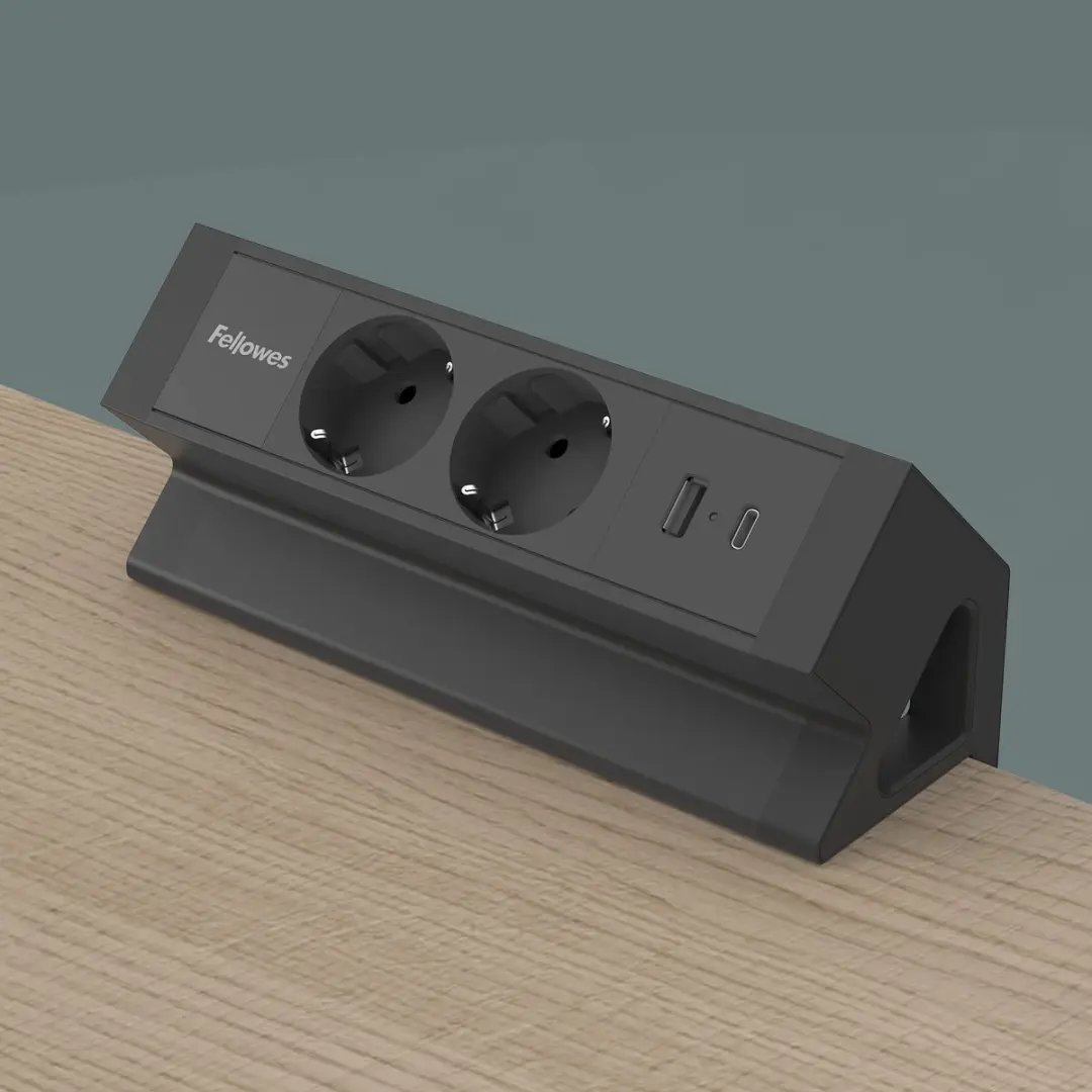 Fellowes Power Desk 2 Bureau Stopcontact - USB-C & USB-A 2M Zwart