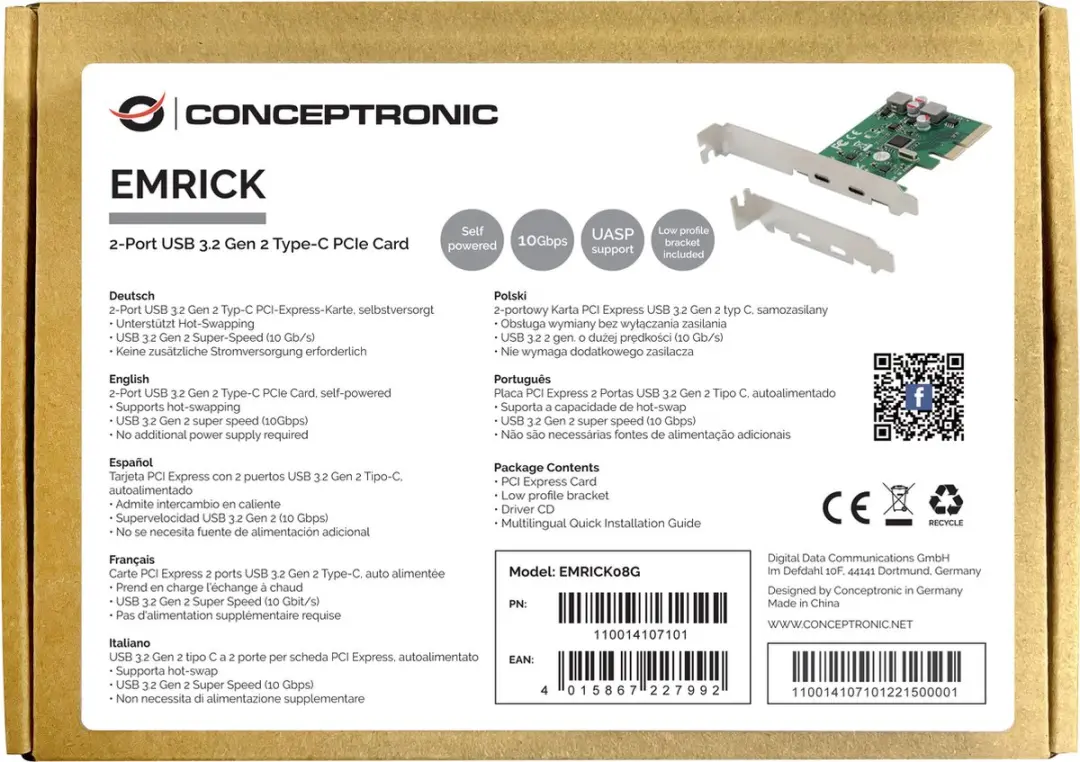 Conceptronic EMRICK08G USB 3.2 Gen 2 Interfacekaart