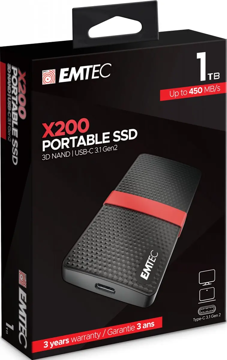 Emtec SSD 3.1 Gen2 X200 1TB - Draagbaar