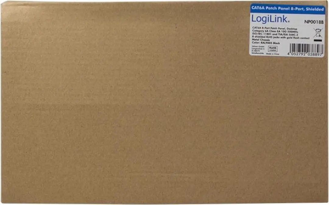 LogiLink NP0018B Patch Panel 8 Poorten - Zwart - afbeelding 6 van 6
