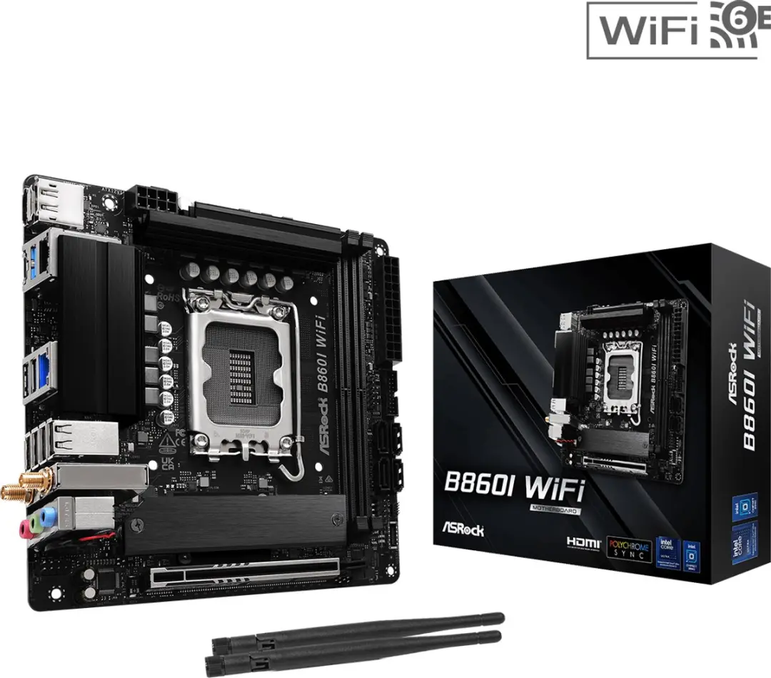 ASRock B860I WiFi B860 LGA 1851 Mini-ITX - 90-MXBQQ-A0UAYZ - afbeelding 6 van 6
