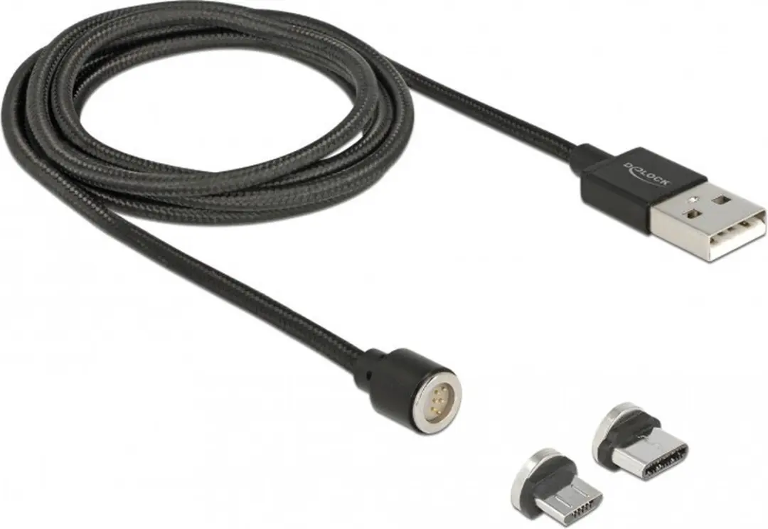 Delock Magnetic USB Kabelset Micro USB/USB-C - 1.1m - Zwart