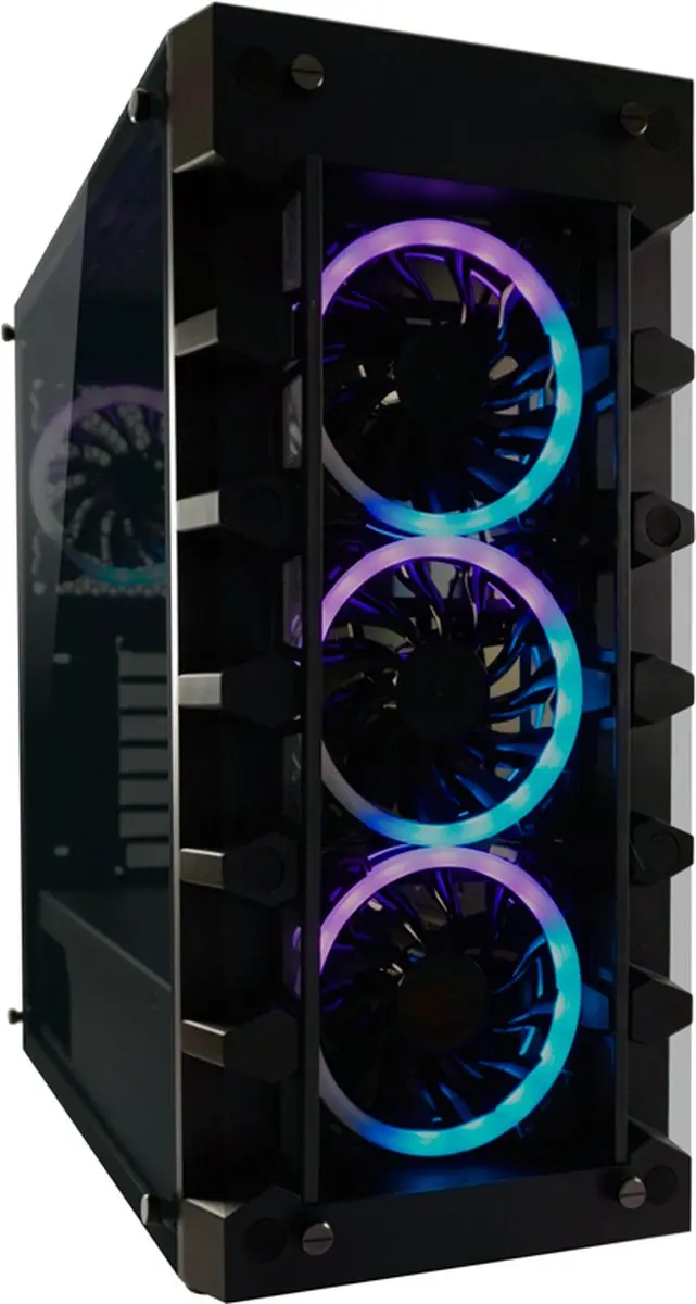 LC-POWER Solar System Midi Tower ATX Behuizing - 4 RGB Ventilatoren - Zwart