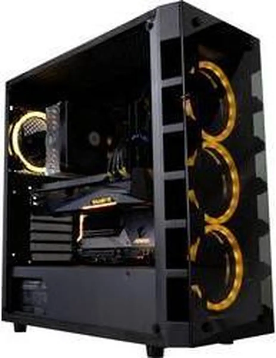 LC-POWER Solar System Midi Tower ATX Behuizing - 4 RGB Ventilatoren - Zwart