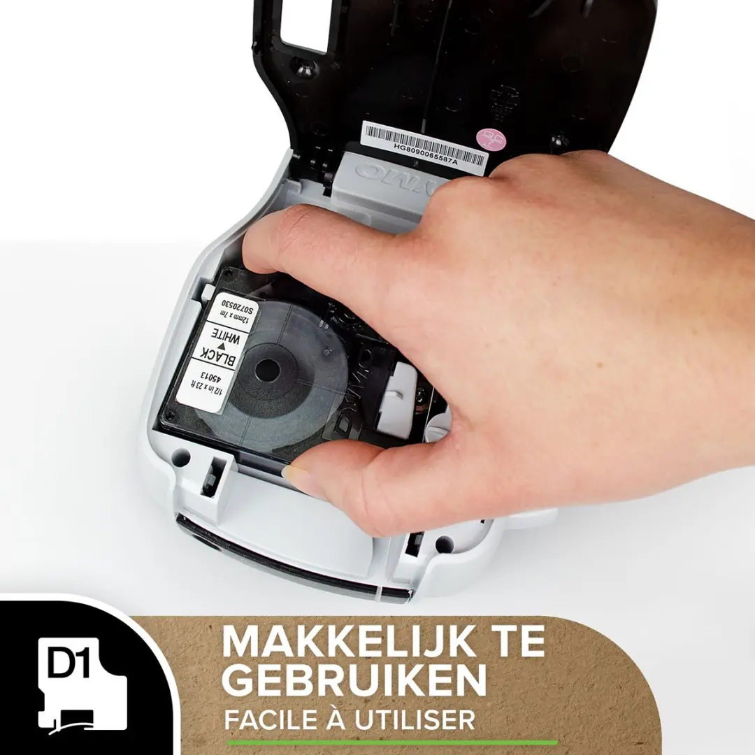 DYMO D1 S0720530 Zelfklevende Etiketten 12mm x 7m - Zwart/Wit