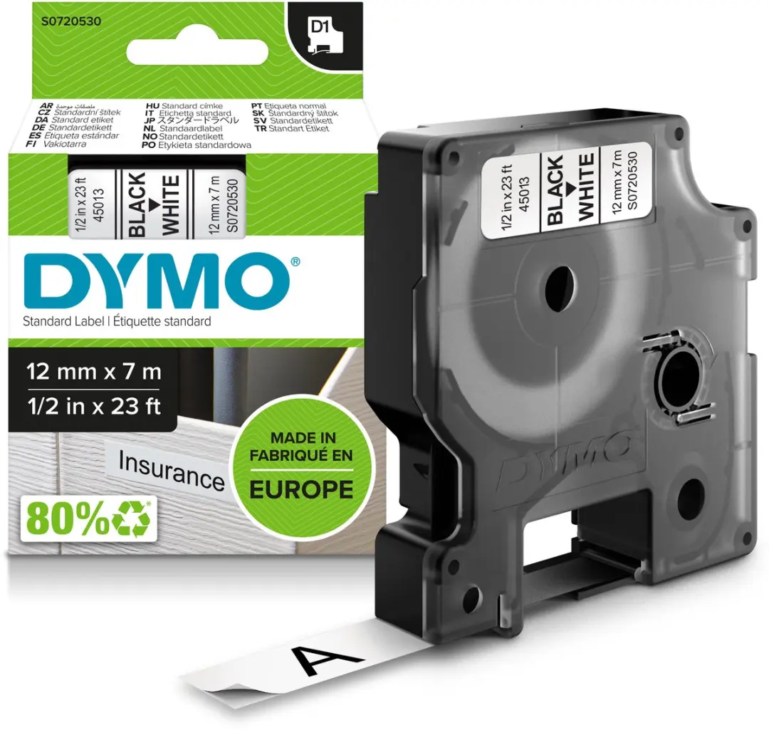 DYMO D1 S0720530 Zelfklevende Etiketten 12mm x 7m