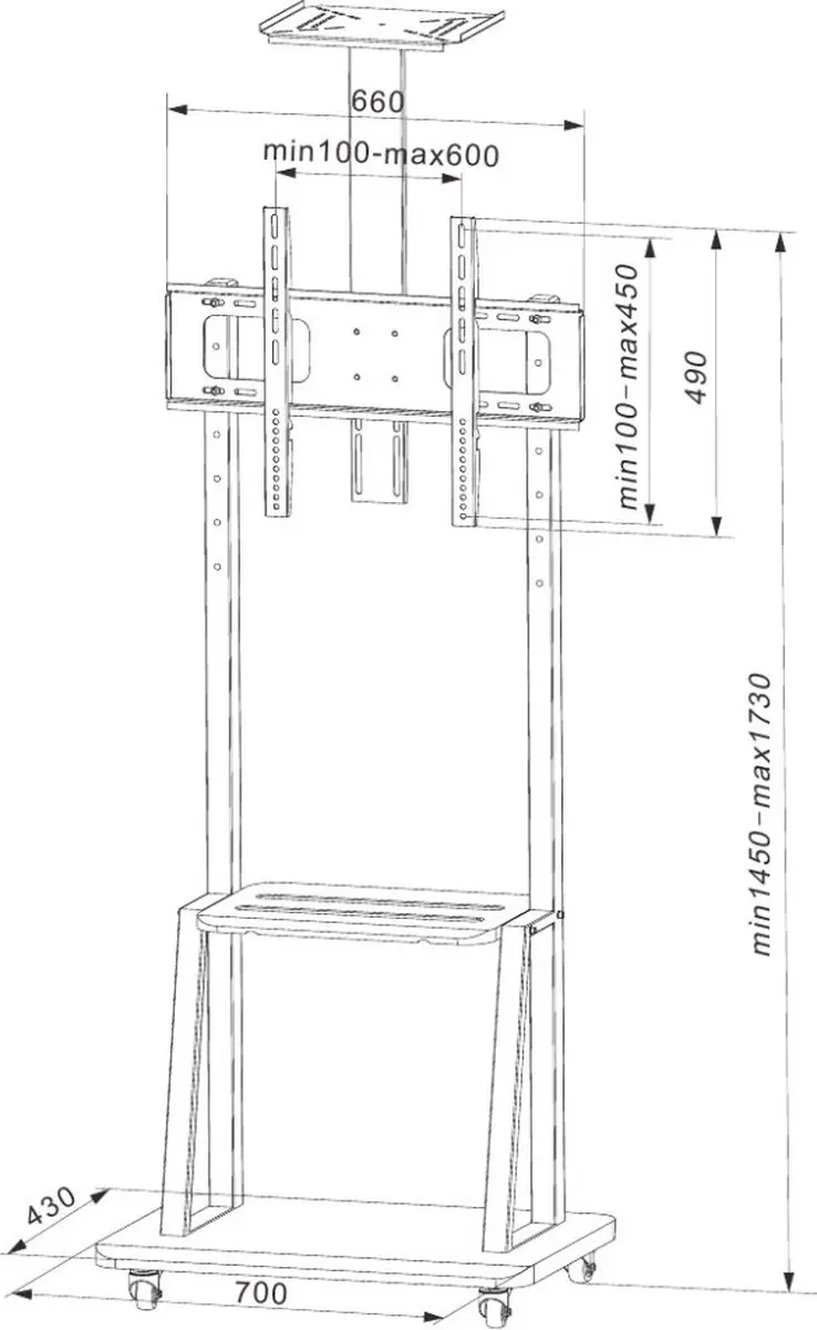 Techly ICA-TR33 Bevestiging Signagebeeldscherm 70" - Zwart