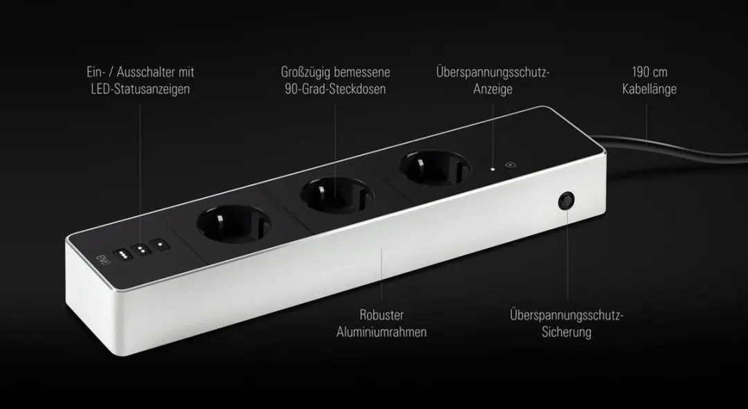 Eve Energy Strip Slimme Stroomdoos - 3 Stopcontacten - Zwart/Wit