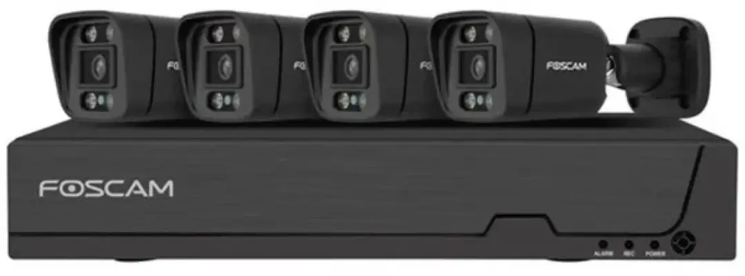 Foscam FNA108E-B4-2T-B Beveiligingscamera Set - 4x 8MP PoE - 2TB - Zwart