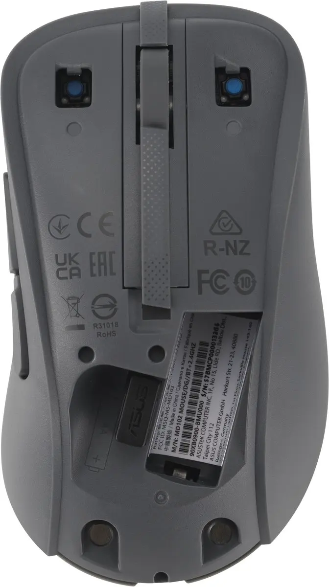 ASUS MD102 Wireless Muis - 1600 DPI - Grijs