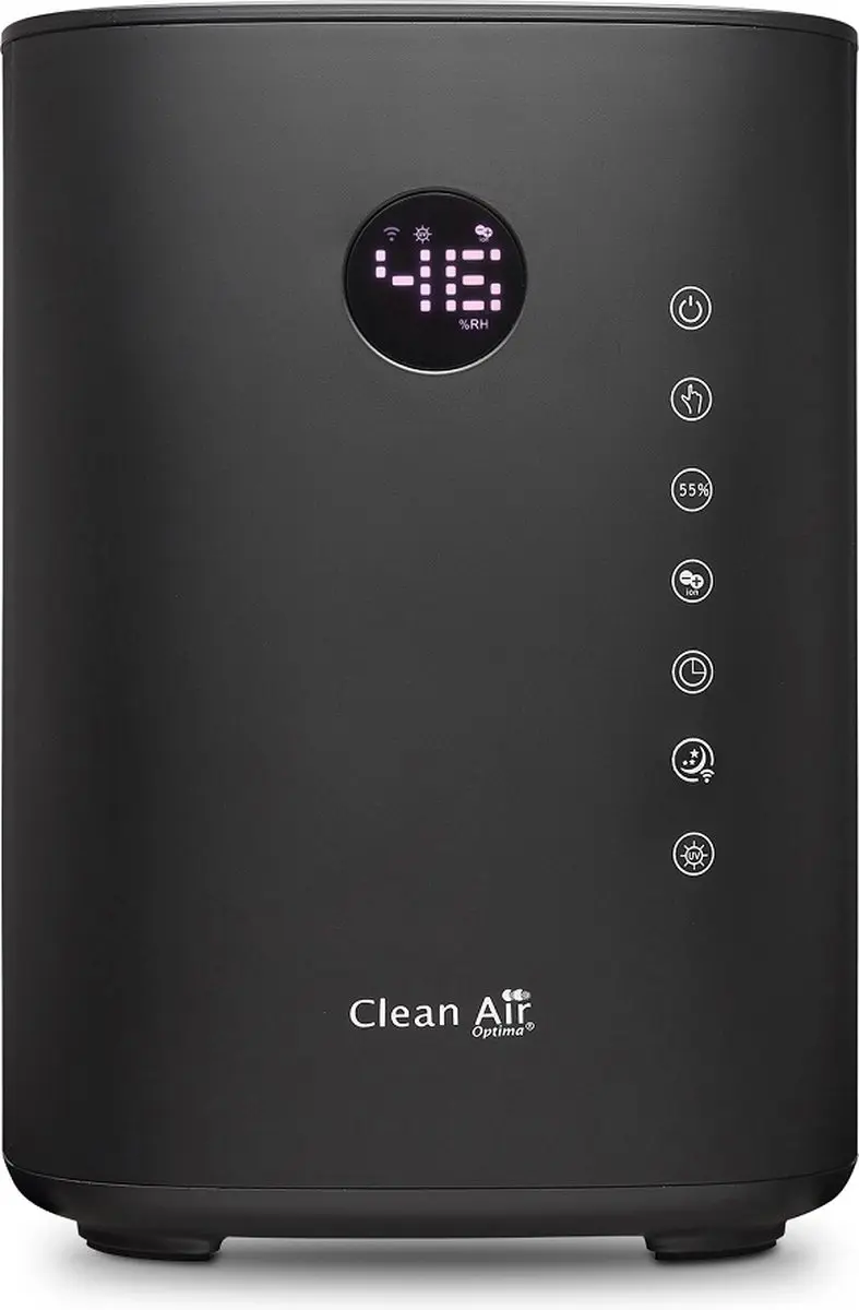 Clean Air Optima CA-604B Smart Luchtbevochtiger - 3-in-1 met Ionisator & UVC - 30W - 60m² - Zwart