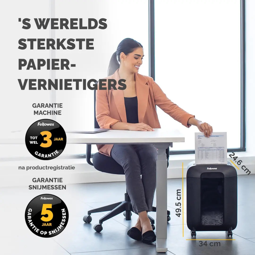 Fellowes LX85 Papiervernietiger P-4 Cross-Cut 12 Vel - 19L Zwart