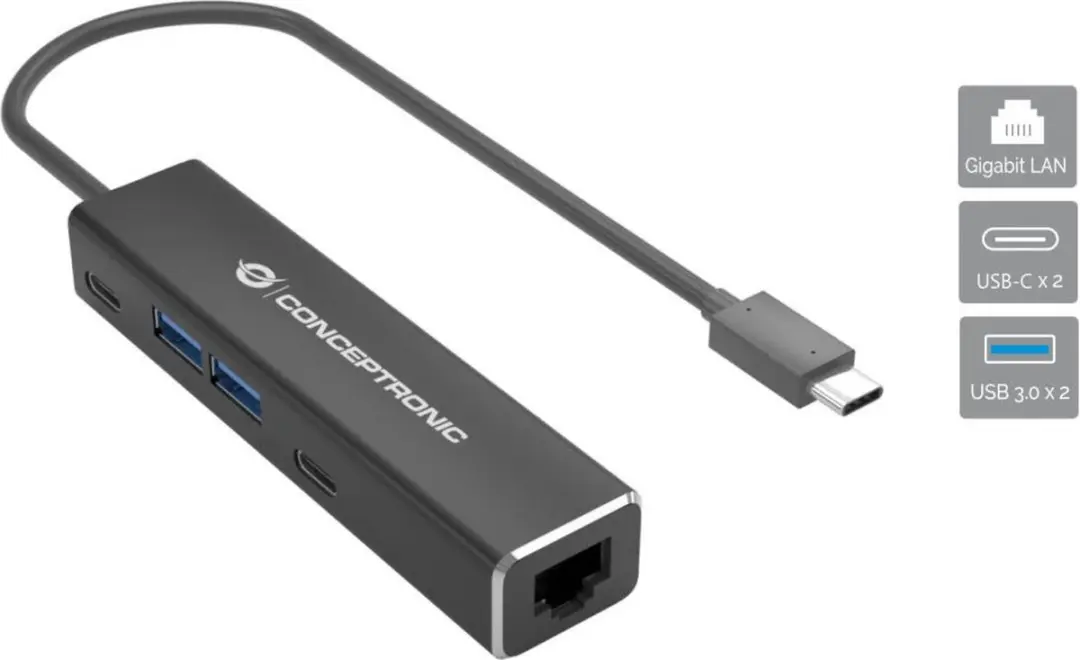 Conceptronic ABBY13B Laptopdock - USB 3.2 Gen 1 - Grijs