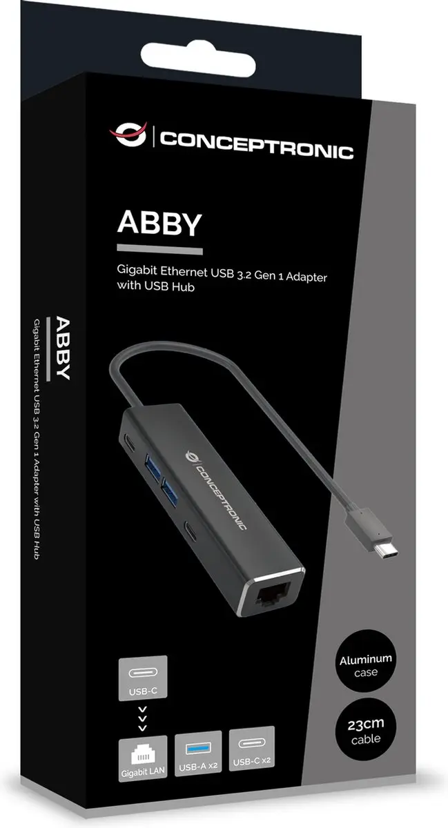 Conceptronic ABBY13B Laptopdock - USB 3.2 Gen 1 - Grijs