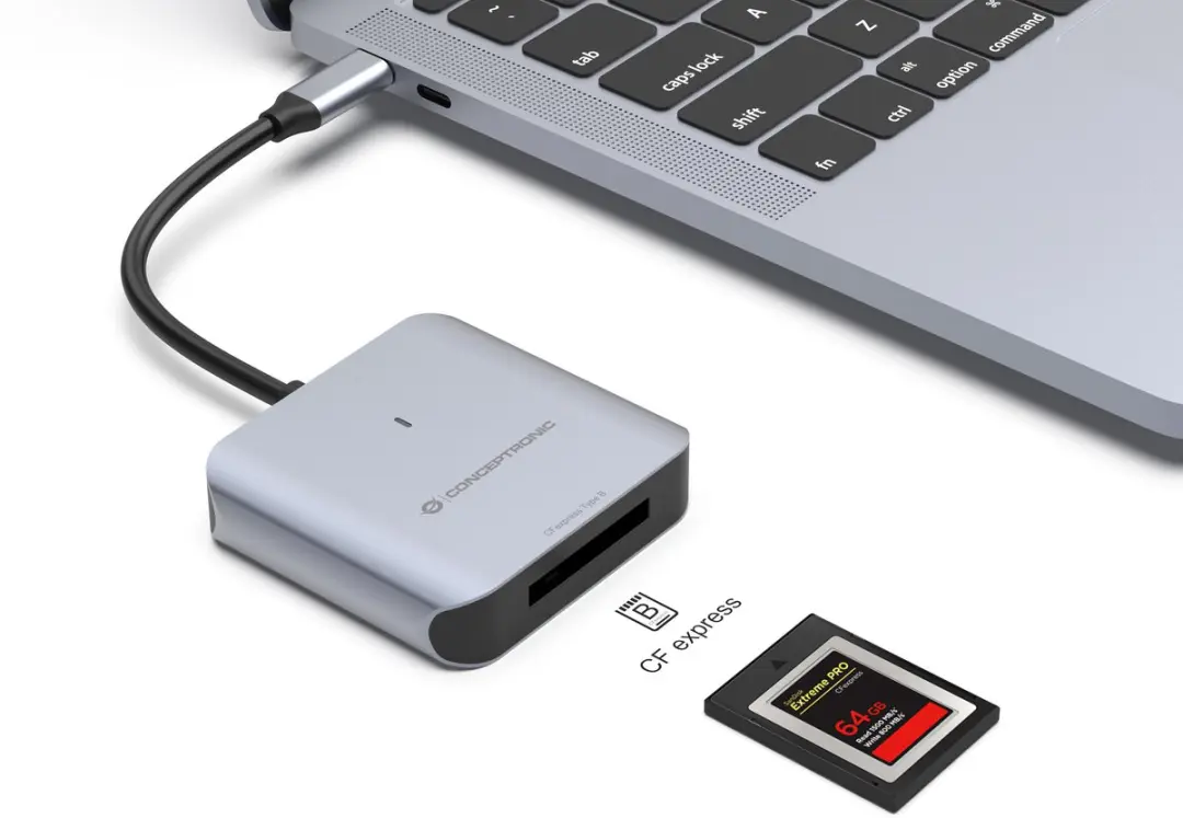 Conceptronic BIAN08G Geheugenkaartlezer USB 3.2 Gen 2 - Grijs
