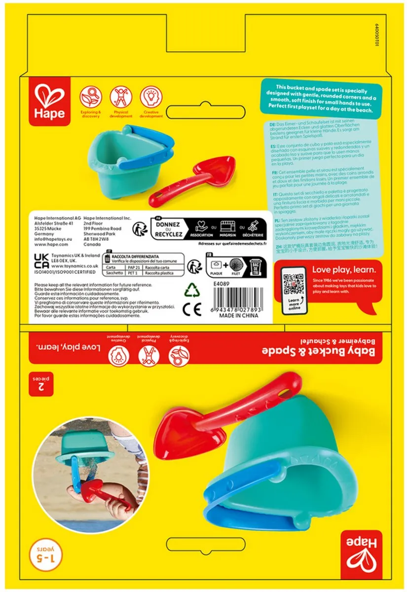 Hape Baby Emmer en Schep E4089 - Multikleur