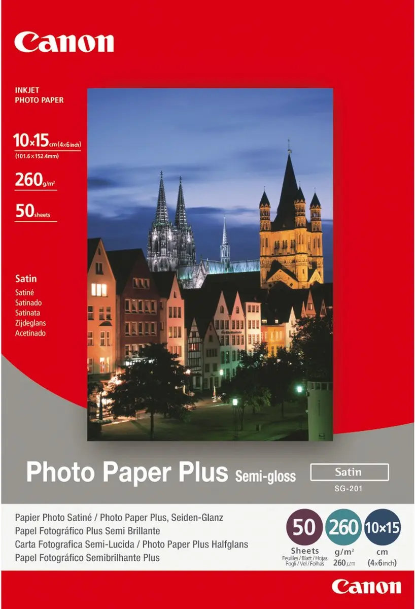 Canon Photo Paper Plus Semi-glans SG-201 1686B015 Fotopapier 10x15cm 26 Vel