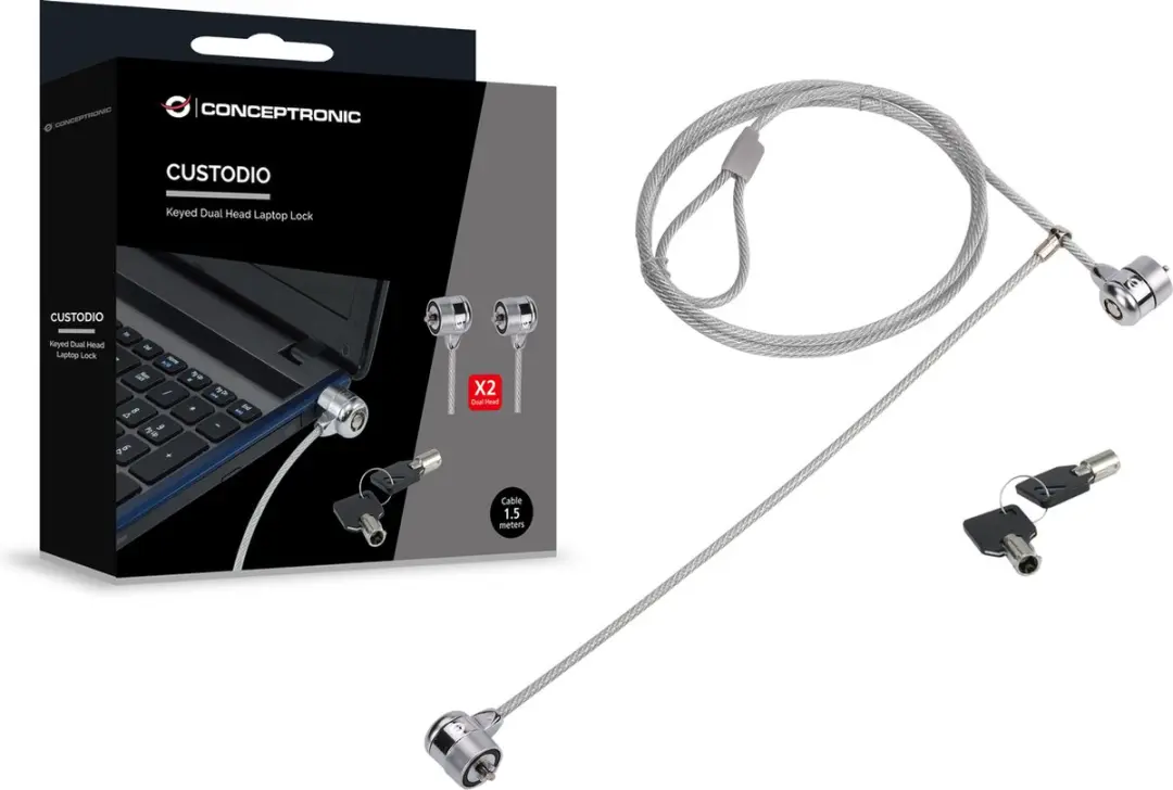 Conceptronic CNBSLOCK15T Laptopslot - 1,5m - Zilver