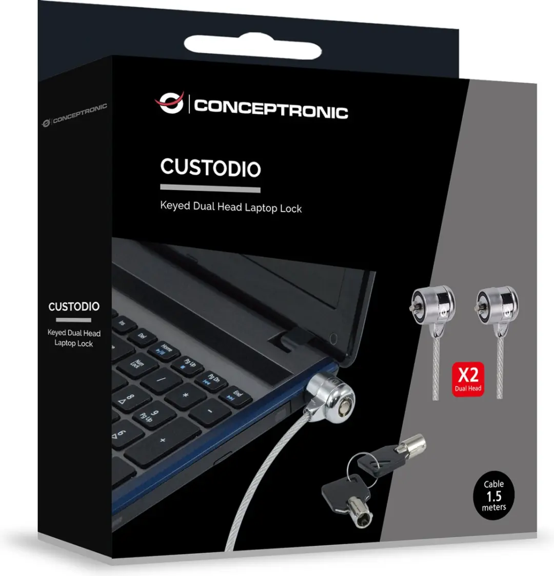 Conceptronic CNBSLOCK15T Laptopslot - 1,5m - Zilver