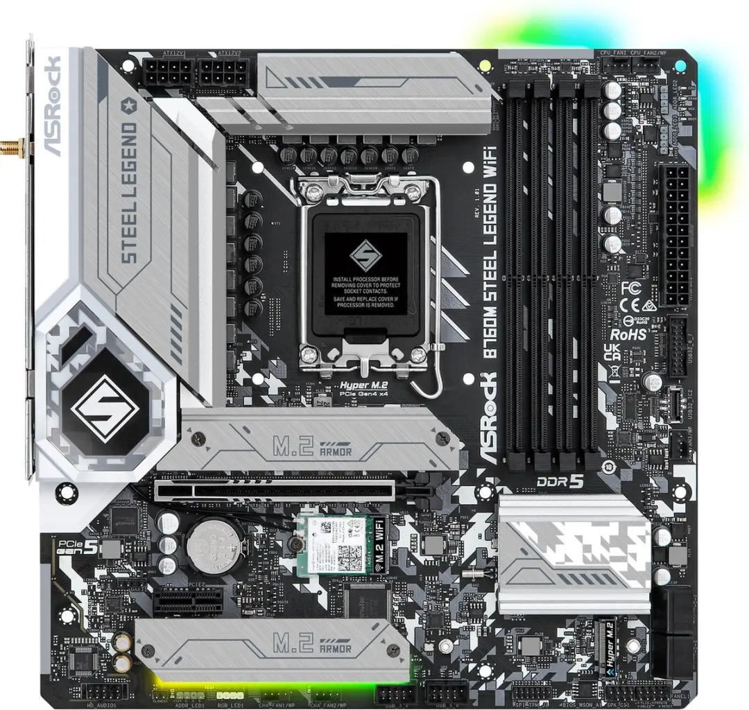 ASRock B760M Steel Legend WiFi - Moederbord - LGA1700 - DDR5 - Wi-Fi 6E - afbeelding 6 van 6
