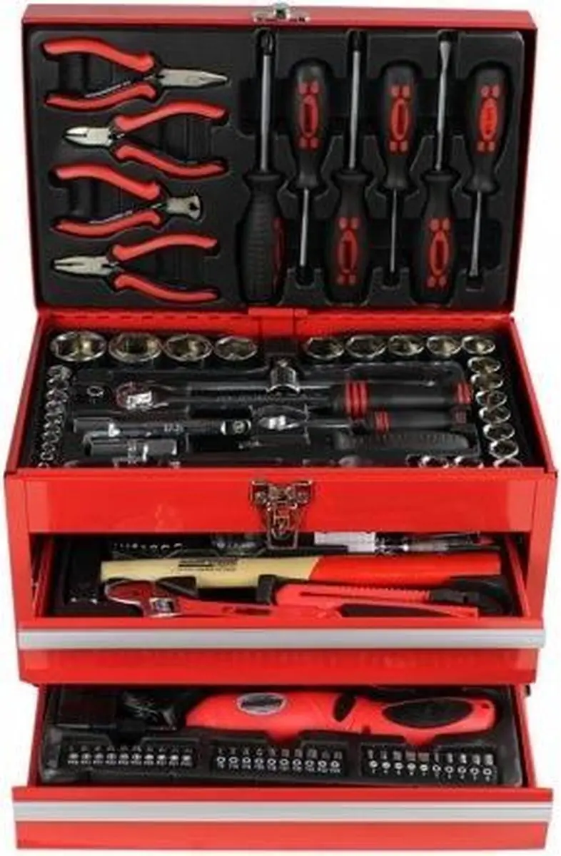 Brüder Mannesmann 29066 Gereedschapskoffer - 155-delig - Rood
