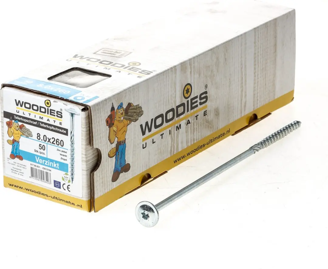 Woodies Tellerkopschroeven Torx 40 8x260mm - 50 Stuks