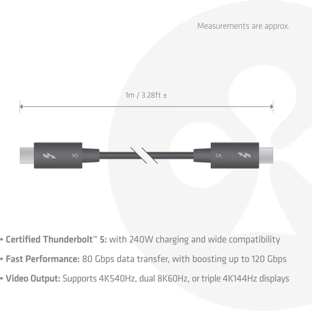 Club 3D Thunderbolt 5 Kabel 8K240Hz 1m - Zwart