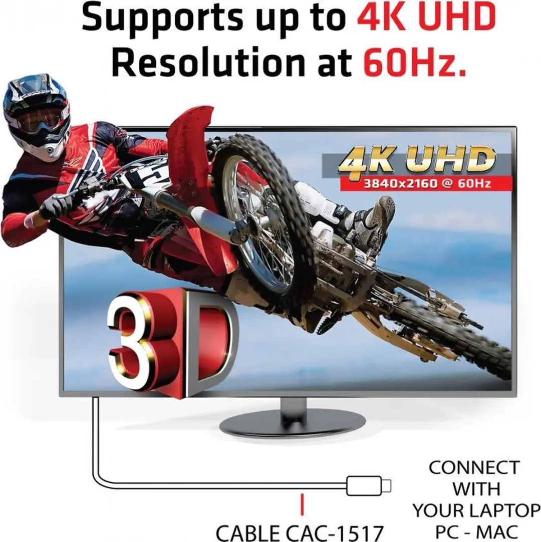 Club3D CAC-1514 USB-C naar HDMI Adapterkabel 1.8m - Wit - afbeelding 6 van 6