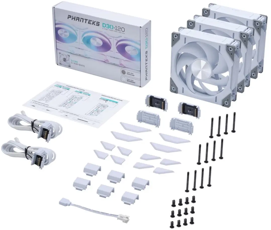 Phanteks D30-120 Reverse Ventilator 120mm - Wit - 3-stuks