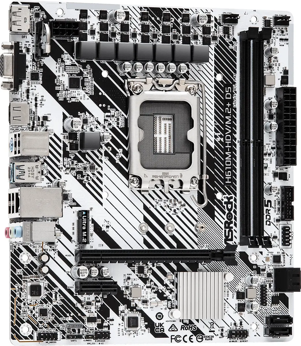 ASRock H610M-HDV/M.2+ D5 Micro-ATX Moederbord - LGA 1700