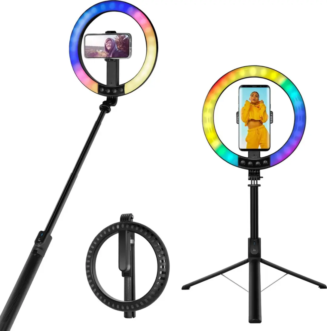 Logilink DM20 Smartphone Ringlicht met Selfie-Stick-Stativ - 20cm - Zwart