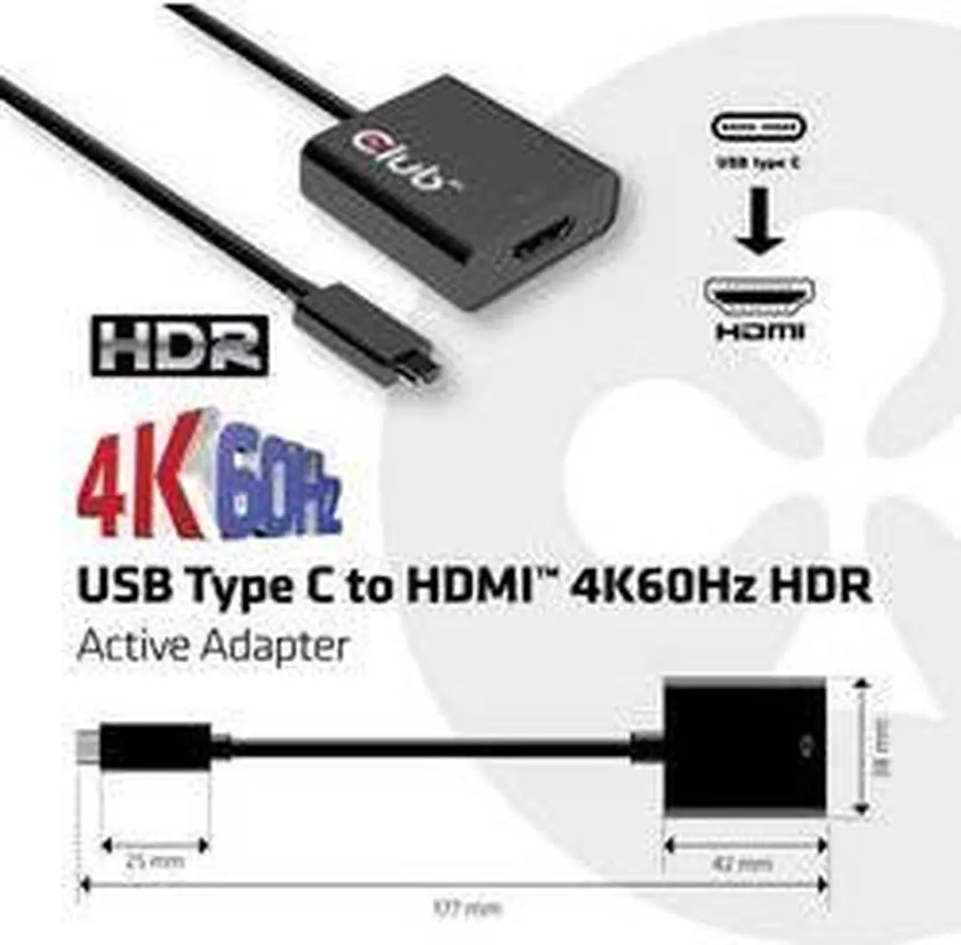 Club 3D CAC-2504 USB-C naar HDMI 2.0 Adapter - 4K 60Hz - Zwart - afbeelding 6 van 6