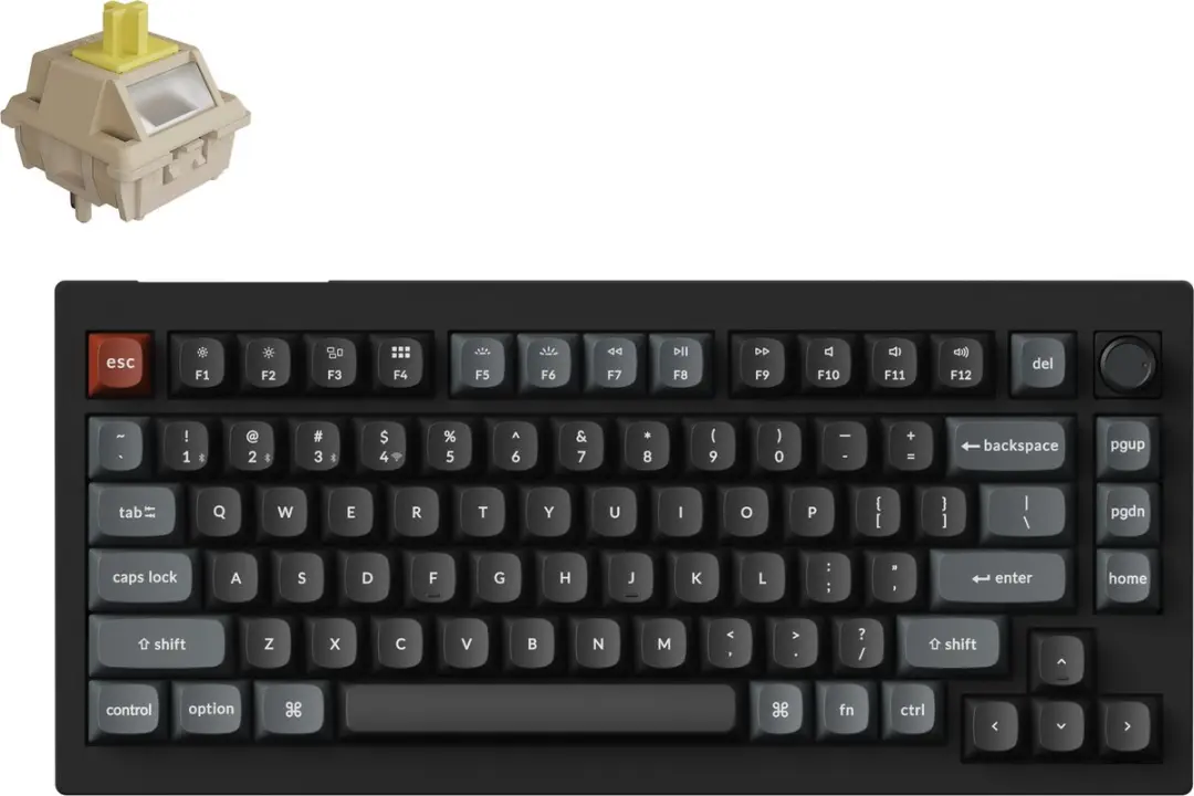 Keychron V1 Ultra Mechanisch Toetsenbord - 75% - Banana Switch - Zwart