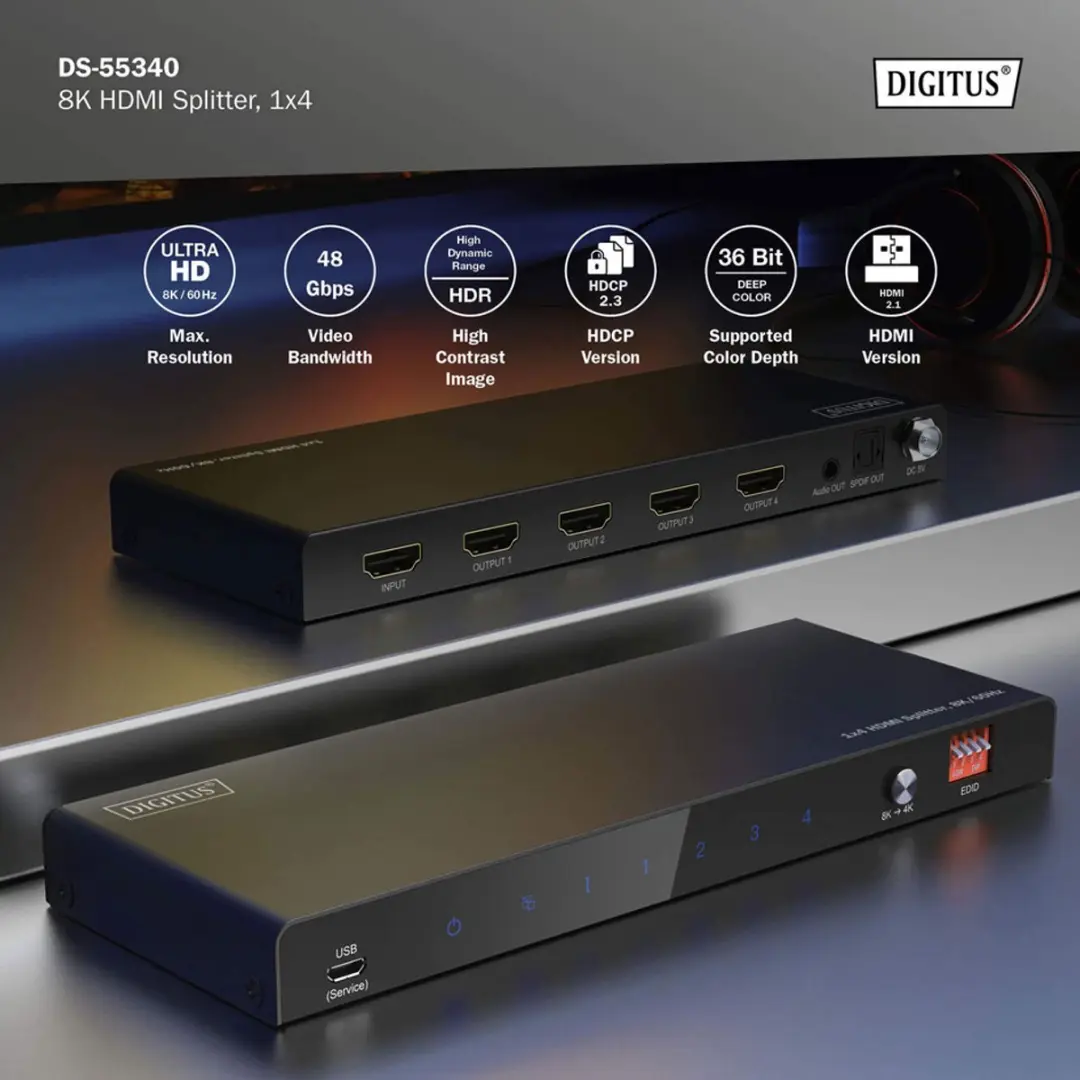 Digitus DS-55340 HDMI Video Splitter 4x HDMI