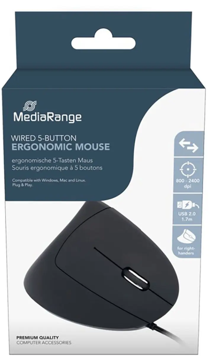 MediaRange MROS230 Muis - 2400 DPI - Zwart