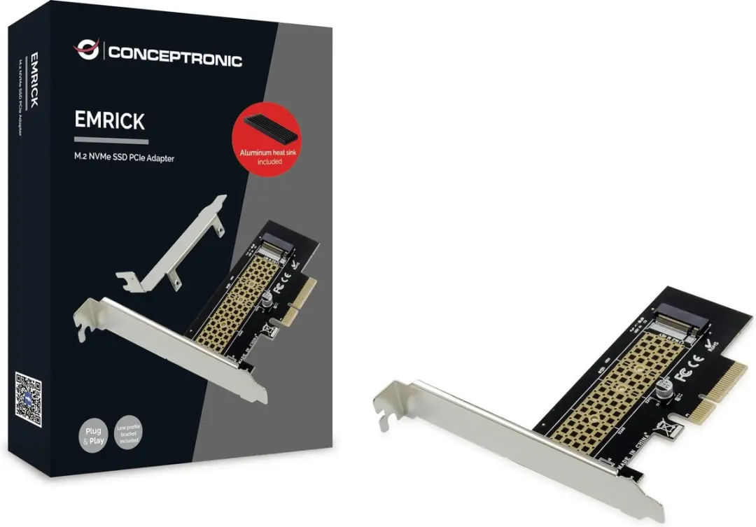 Conceptronic EMRICK M.2-NVMe-SSD-PCIe Adapter - Kleurloos