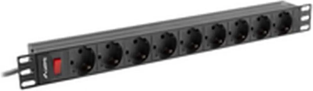 Lanberg PDU Rack 1U 16A 9x Schuko - 4000W - Zwart