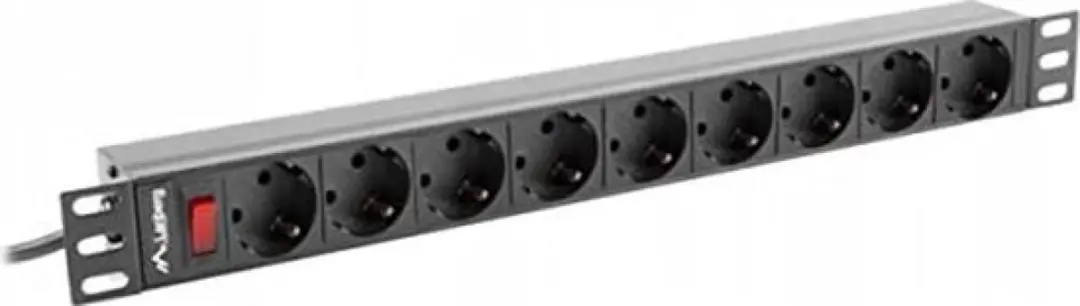 Lanberg PDU Rack 1U 16A 9x Schuko - 4000W - Zwart