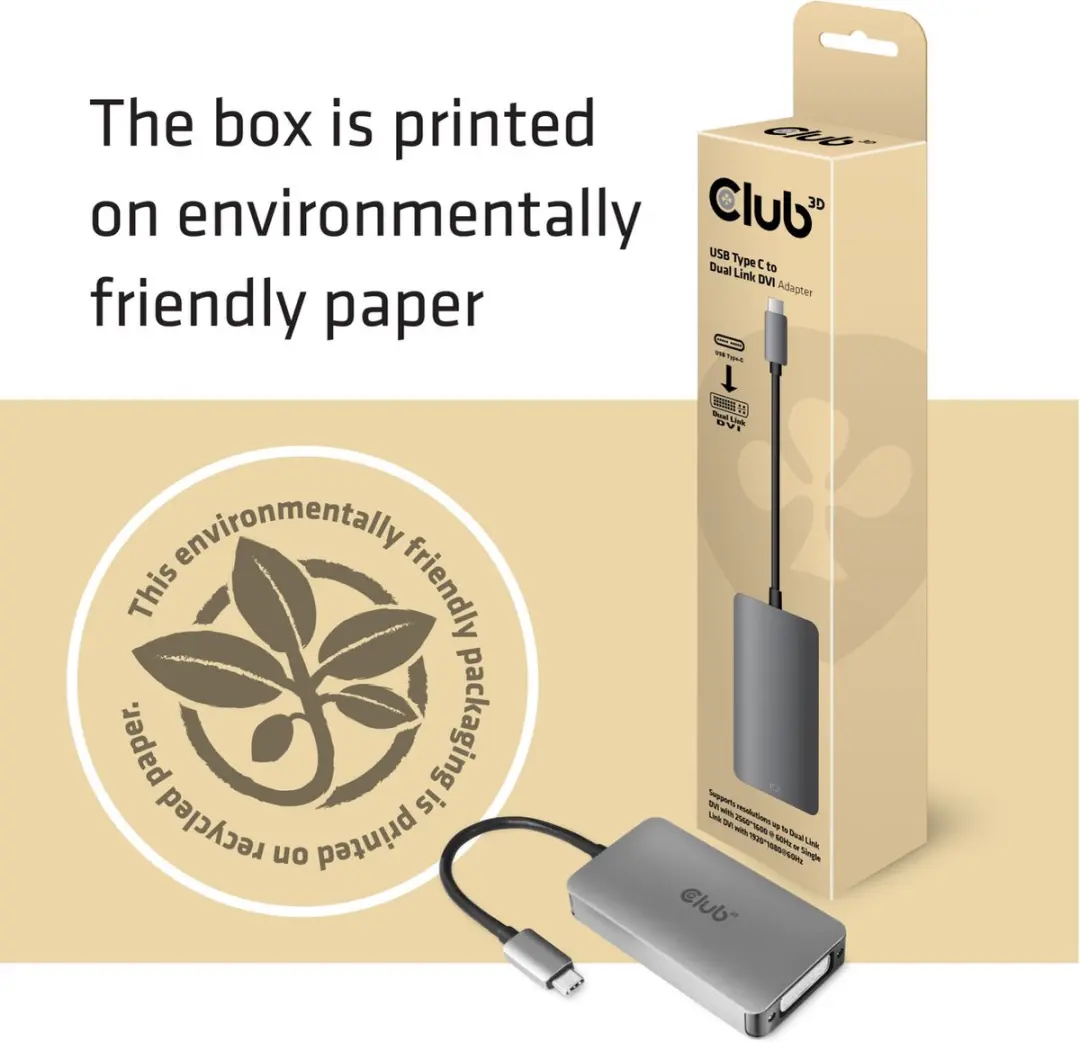 Club 3D CAC-1510 USB-C naar Dual Link DVI-D Adapter - Aluminium