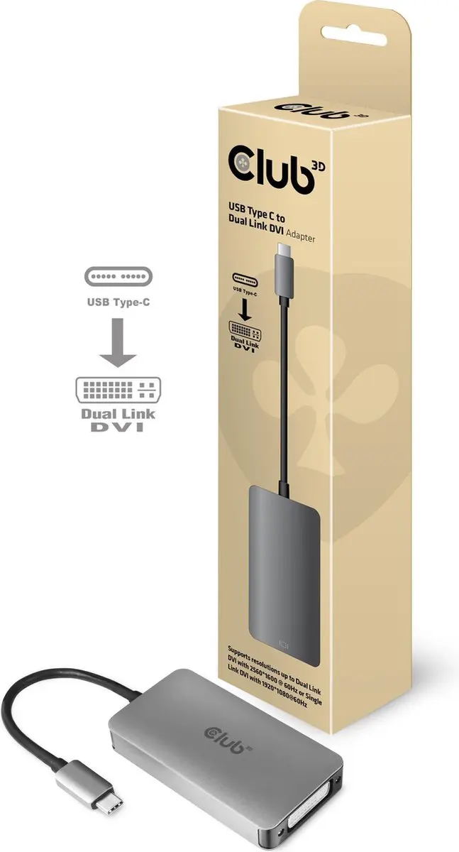 Club 3D CAC-1510 USB-C naar Dual Link DVI-D Adapter