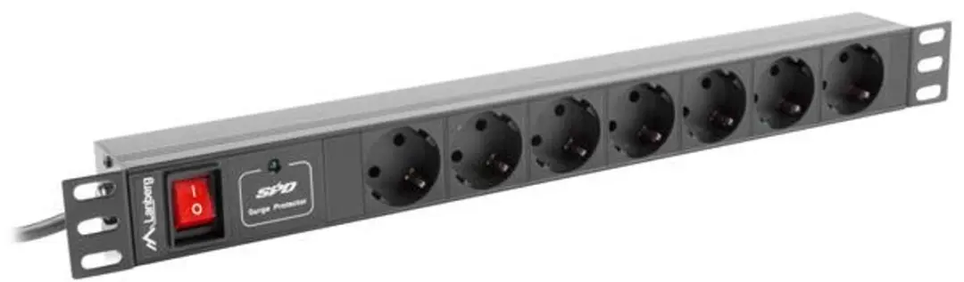 Lanberg PDU-07F-0200-IEC-BK Energiedistributie 7x - 2500W - Zwart