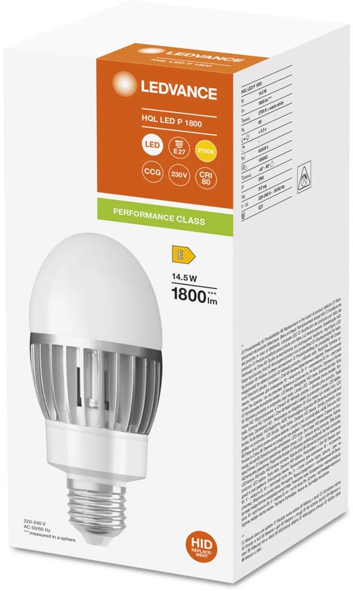 LEDVANCE HQL LED P E27 14.5W 1800lm - Zeer Warm Wit - afbeelding 5 van 5