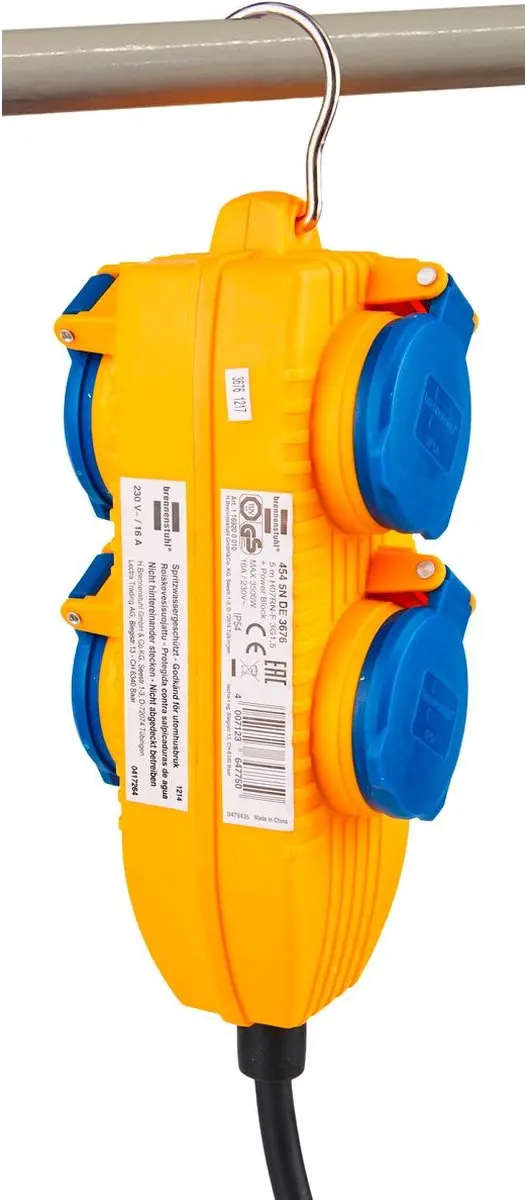 Brennenstuhl Verlengsnoer IP54 5m - 4 Stopcontacten 3500W - Kleurenmix